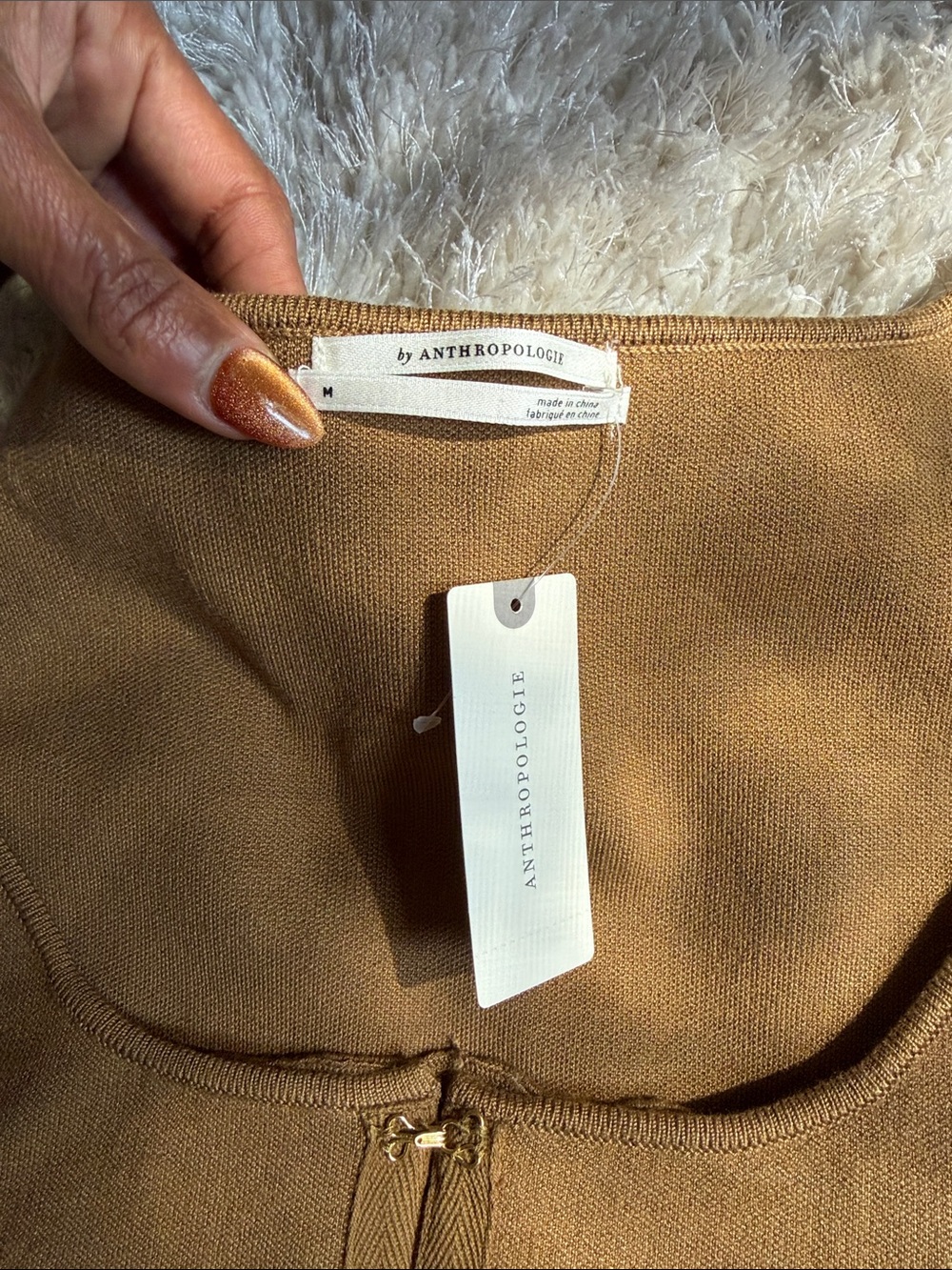 NWT By Anthropologie Khaki Structured Knit Corset Top - Picture 6 of 9